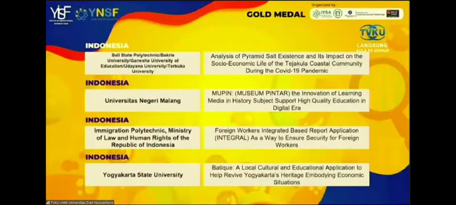 Ni Luh Gede Wiradani, Food Technology Student at FTP Udayana University Won a Gold Medal for 2 Years in a row in an International Event